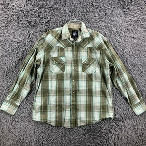 Resistol University Men’s XL University Fit Plaid Western Pearl Snap L/S Shirt